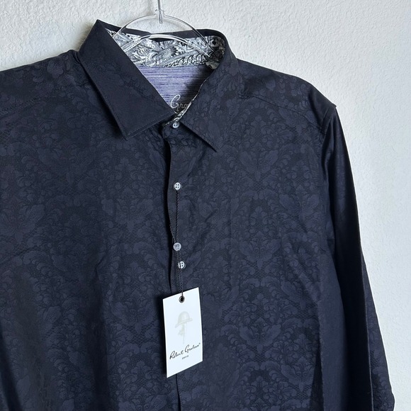 Robert Graham Other - Robert Graham Bayview Black Damask Jacquard Button Down Shirt Mens Small New
